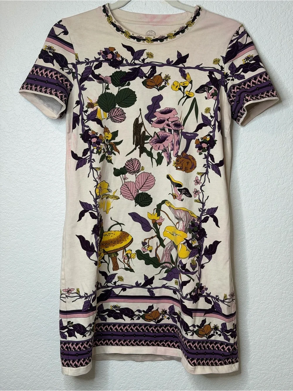 Tory Burch Most Wanted Mushroom Party Floral T-shirt Dress Women’s Small READ